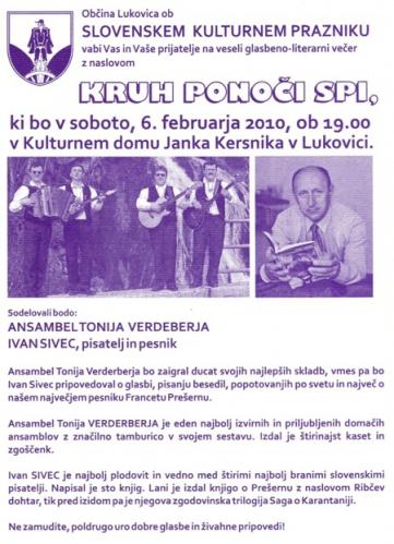 Vabilo na koncert Kruh ponoči spi v Lukovici